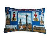 Vintage London Upcycled Cushion 1970s Tourist Souvenir Pillow