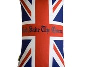 God Save The Queen Union Jack Cushion Flag Pillow Upcycled Tea Towel