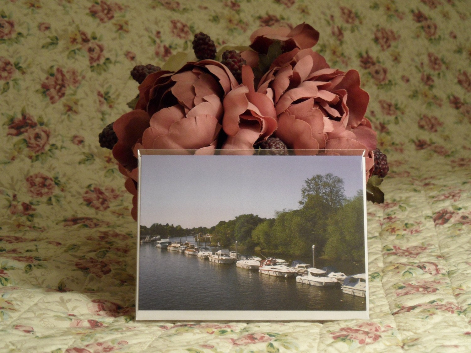 Teddington Lock Boat Strip & Island (Free UK post and packaging) GREETING CARD