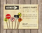 Transportation Birthday Party Invitation - perfect for a backyard party of block party (DEPOSIT)