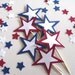 18 Cupcake Toppers, Red White and Blue Stars, Party Decor, Memorial Day, 4th of July, Patriotic