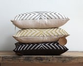 Aya Contour pillow cover hand printed in metallic gold on natural organic hemp 12x21 lumbar