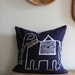 Indigo & white elephant handprinted organic hemp pillow cover 20x20