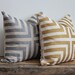 Doha metallic silver & natural handprinted organic hemp pillow cover 20x20