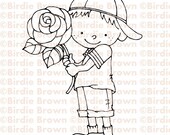 Digital Stamp -- Boy with a rose