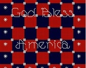 Cross Stitch Pattern, Red White & Blue God Bless America Quilt Style
