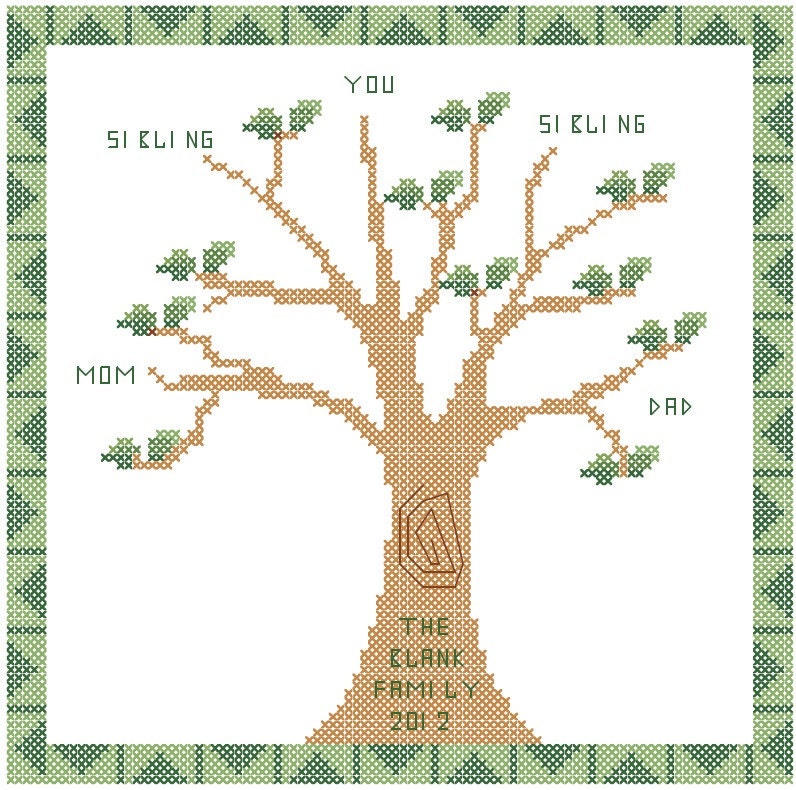 Cross Stitch Pattern - Custom & Personalized Family Tree