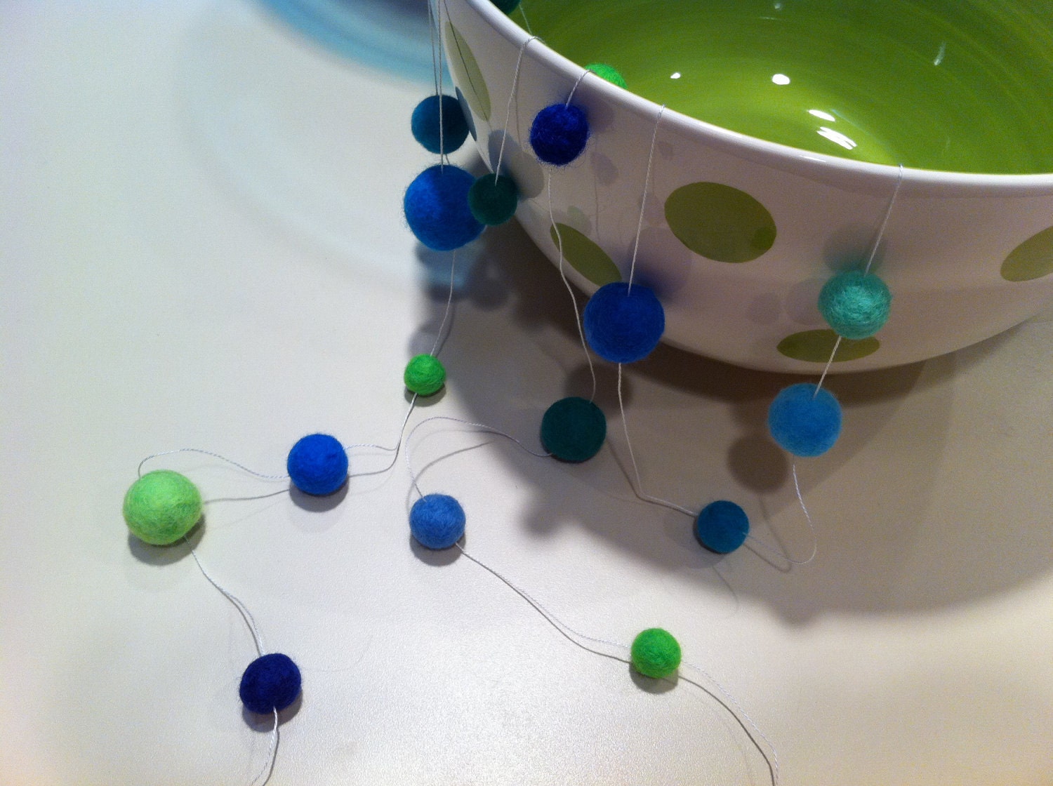 Felted Ball Garland, Margarita on the Beach, 8 Foot Home Decor