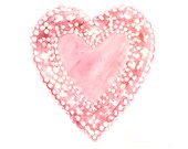 8x10 - pink heart watercolor giclee print