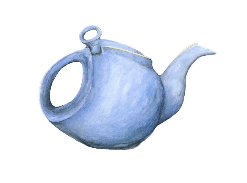 teapot watercolor giclee print // 8x10 -- kitchen decor // wall art