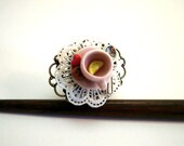 Alice in Wonderland Tea Time Tea Cup and Biscuits Adjustable Ring, Wedding favors, Bridal jewelry, SoSweet Collection Bijotti&Ciciotti