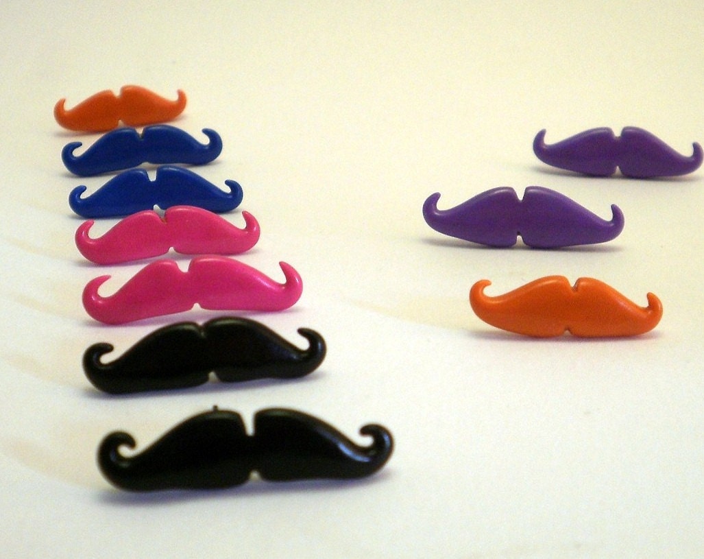 Mustache Earrings Handlebar Style Clay Handmade, many colors - SoFunny Collection Bijotti&Ciciotti