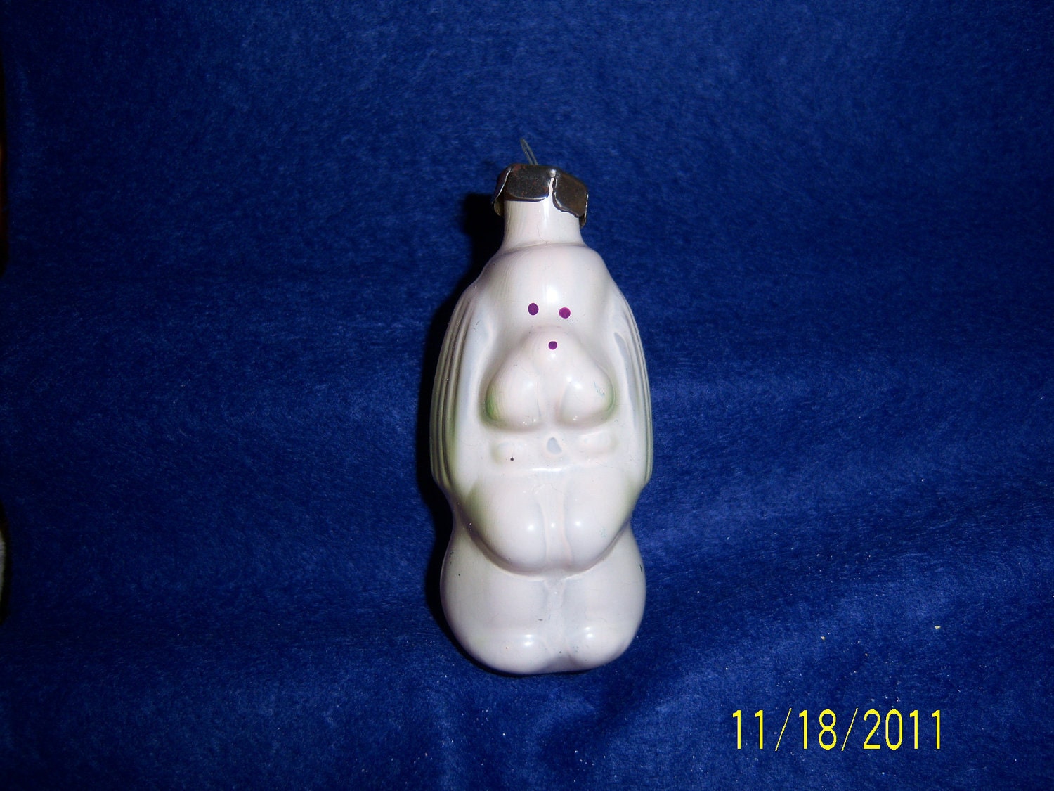 Vintage set of 2 glass Russian Christmas tree animal figural ornaments