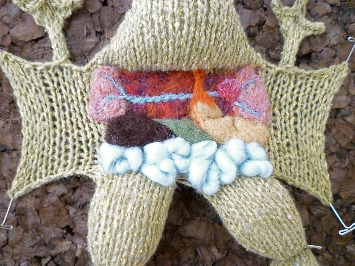 Knitting in Biology 101 dark cork background
