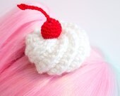 Crochet Whipped Cream & Cherry Fascinator