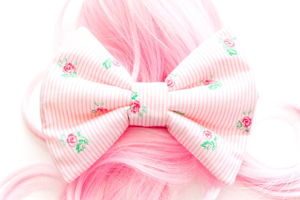 Floral Rose Print Fabric Bow