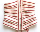 Belt Cincher Corset Ribbon / Red Cream Beige Natural Cotton Silver / Small - Dixie Ribbon Corset