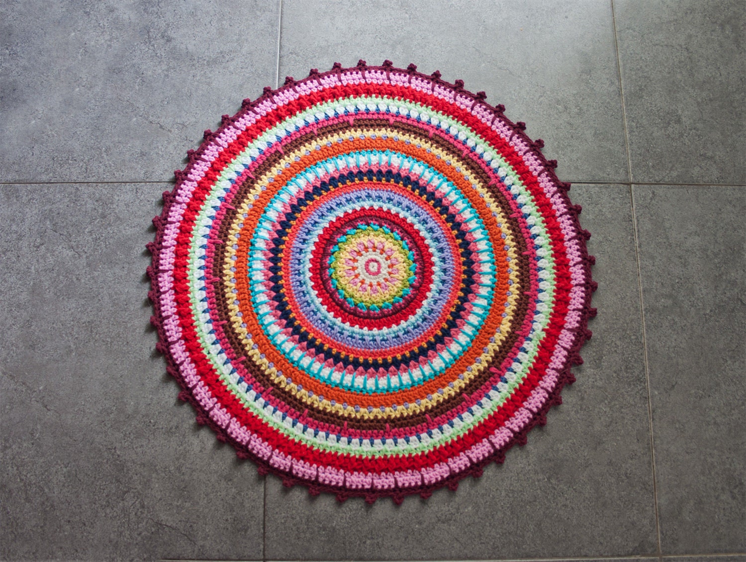 Instant Download - PDF CROCHET PATTERN - Colorful Rug - Permission to Sell Finished Items