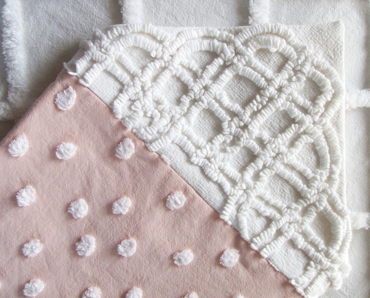 LOVE NOTE vintage chenille pillow cover with custom insert by morechenillechateau