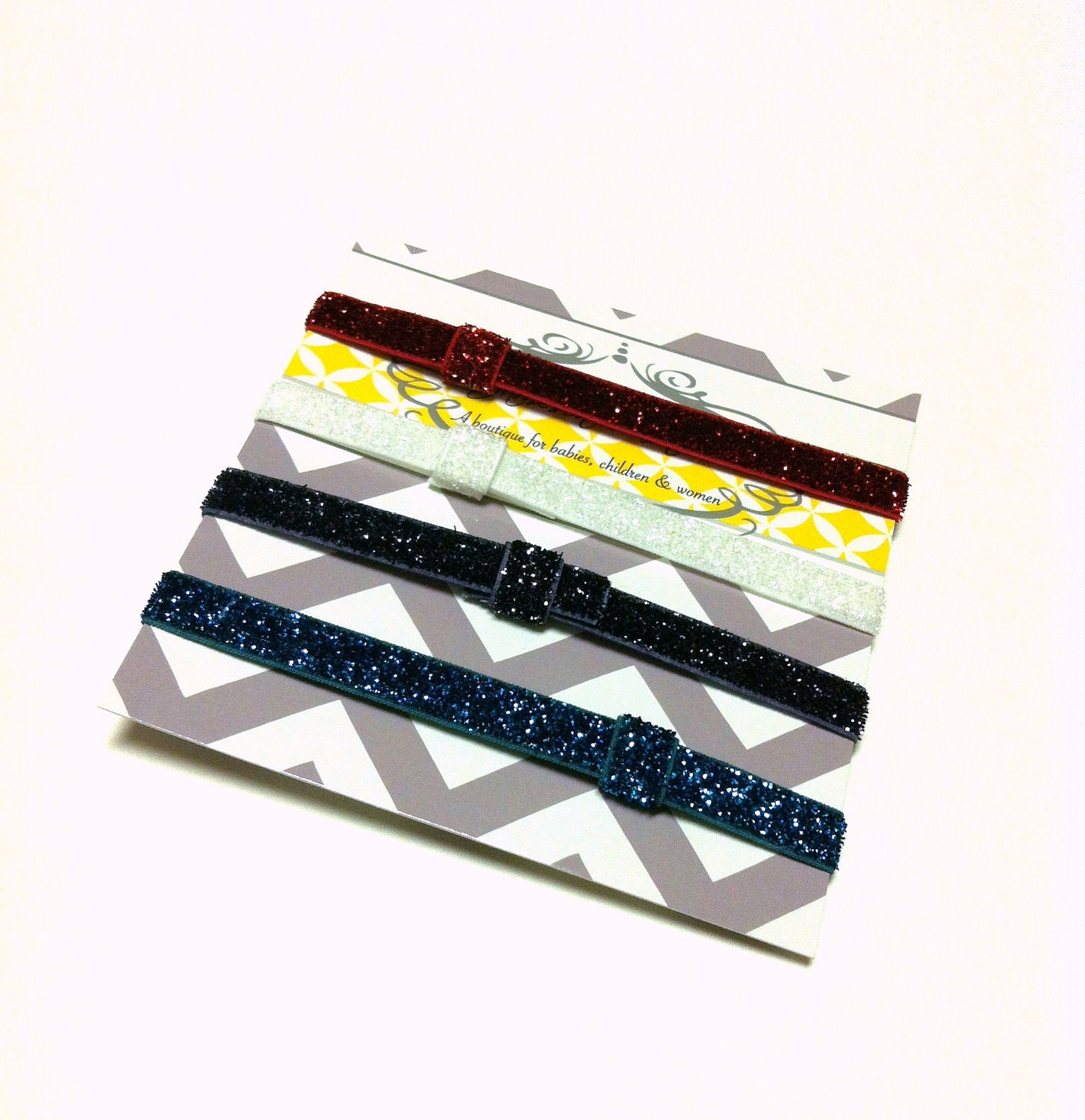 NEW- INTERCHANGEABLE 2 Pk Glitter Elastic Headbands - Summer, Spring, Birthday - CUSTOM