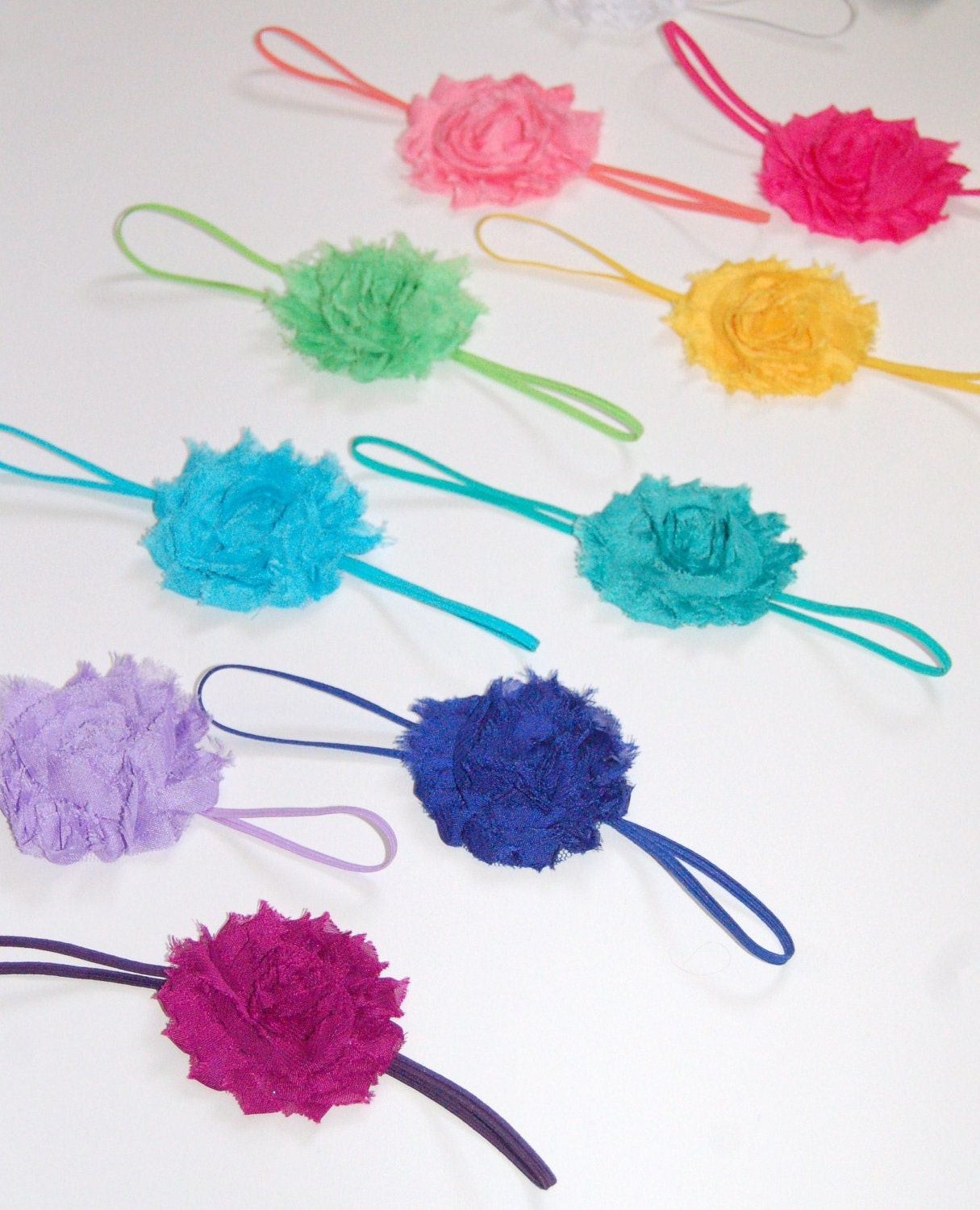 CUSTOM -CHOOSE COLORS - Shabby Chic Single Flower on a Skinny Stretch Headband - Gifted to Simpson, Spelling & Kardashian via CupcakeMag