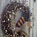 Americana Wreath, Patriotic Wreath, Burlap Bow. Rustic, Berries,Tea Stained Flag