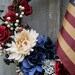 Americana Wreath, Patriotic Door Wreath, Hydrangea, Mums, Tea Stained Flag
