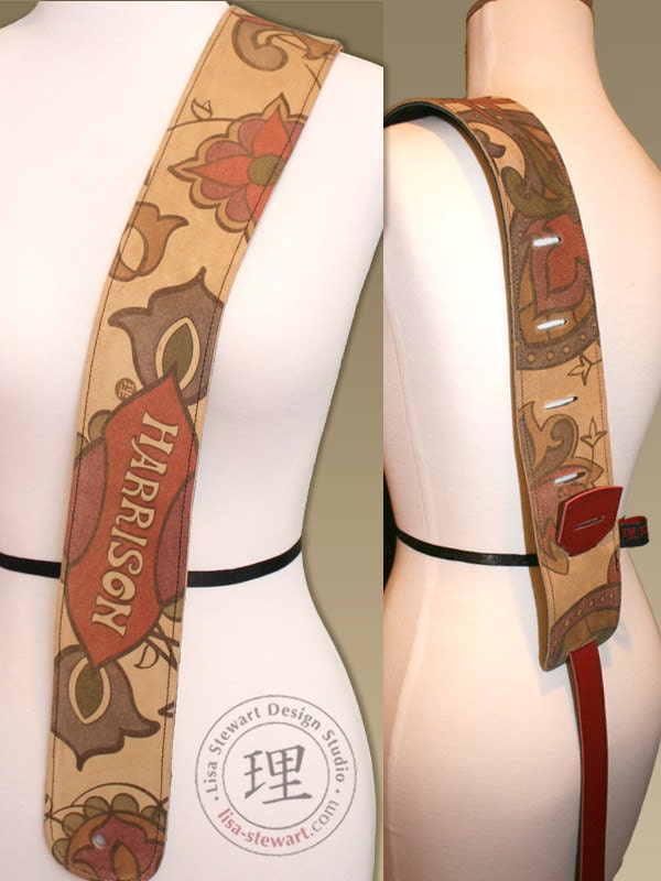 Leather Suede Custom Guitar Strap - Personalized