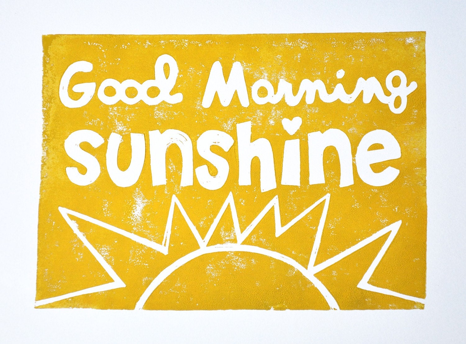 GOOD MORNING SUNSHINE - mustard yellow - original block print - 8x10 - PickledPineapple