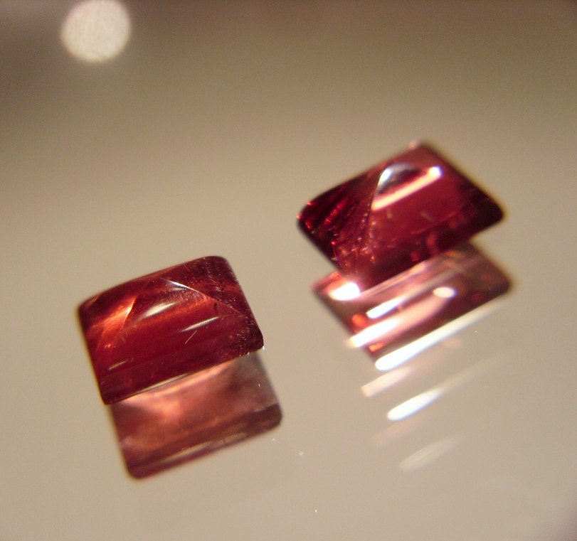 Rectangle 2.86 cttw Pair Garnet Sugar Loaf Cabs SI1 - Rhodolite Garnet Matched Pair