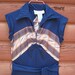 Vintage 1970s Polyester Bell Bottom Jumpsuit By Nu Phase with Chevron Stripe Detail XS
