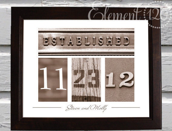 Wedding Date Number Art  - Sepia 11x14 UNFRAMED Print - Wedding or Anniversary Gift