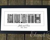 Personalized Wedding Name 10 x 20 Modern Frame - Wedding Decoration, Personalized Wedding or Bridal Shower Gift