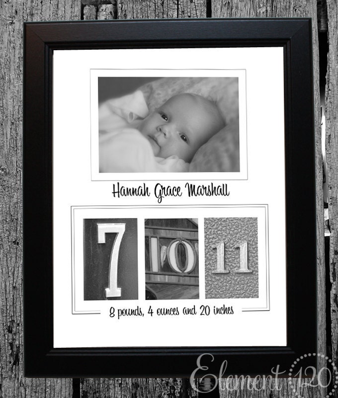 Birth Announcement Number Photography Name Frame - Personalized with your own photo