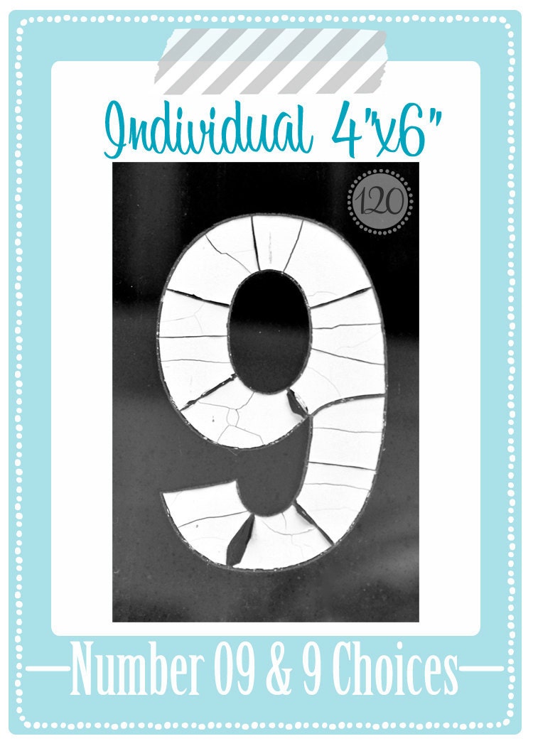 4x6 Number 09 & 9 Individual Photo Art Print