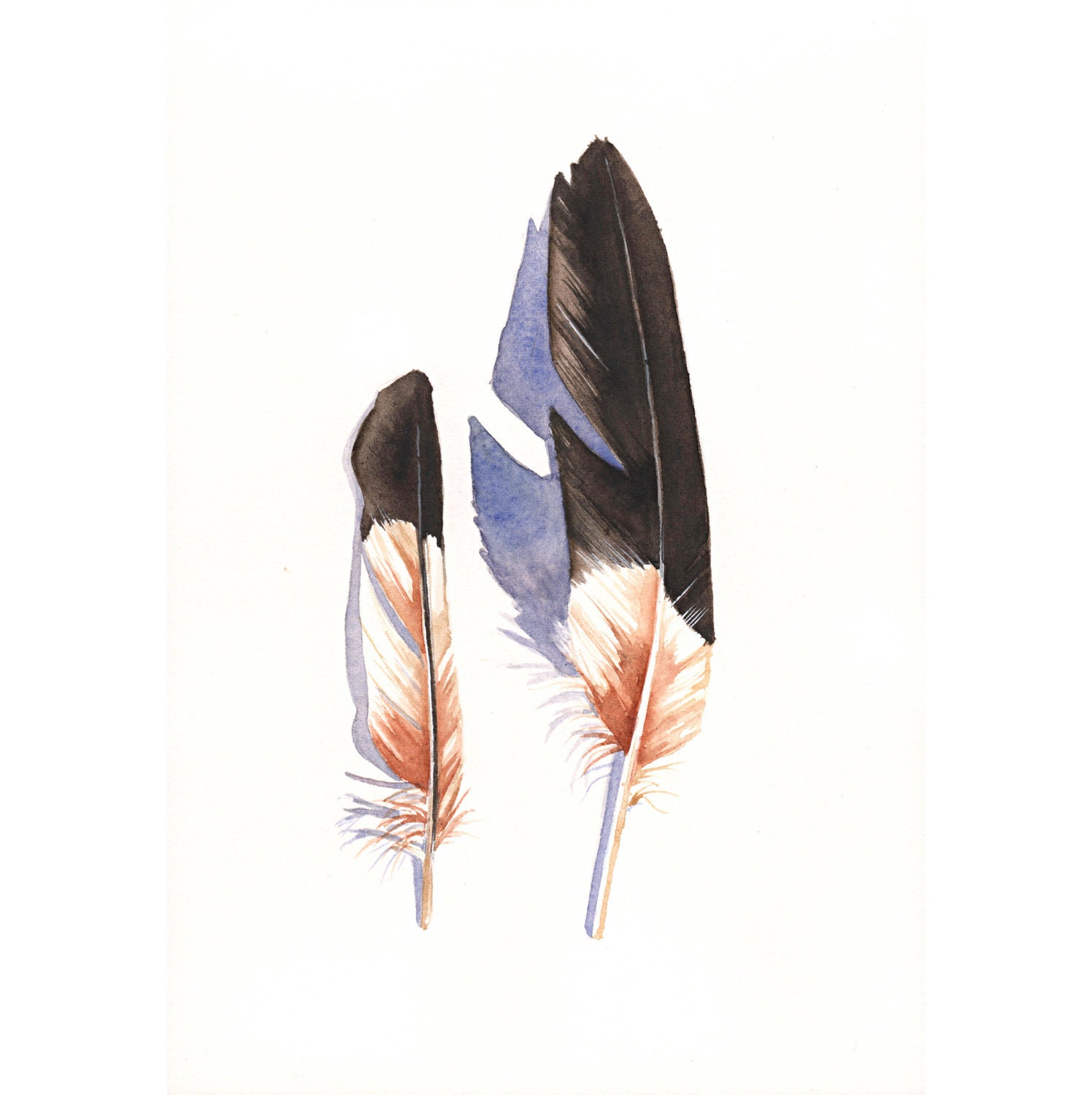 Feather painting - F018 - ORIGINAL watercolor painting