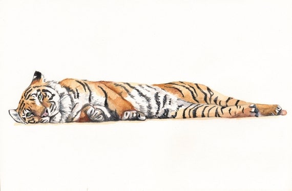 Tiger Painting- T071- print of watercolor painting - A4 print