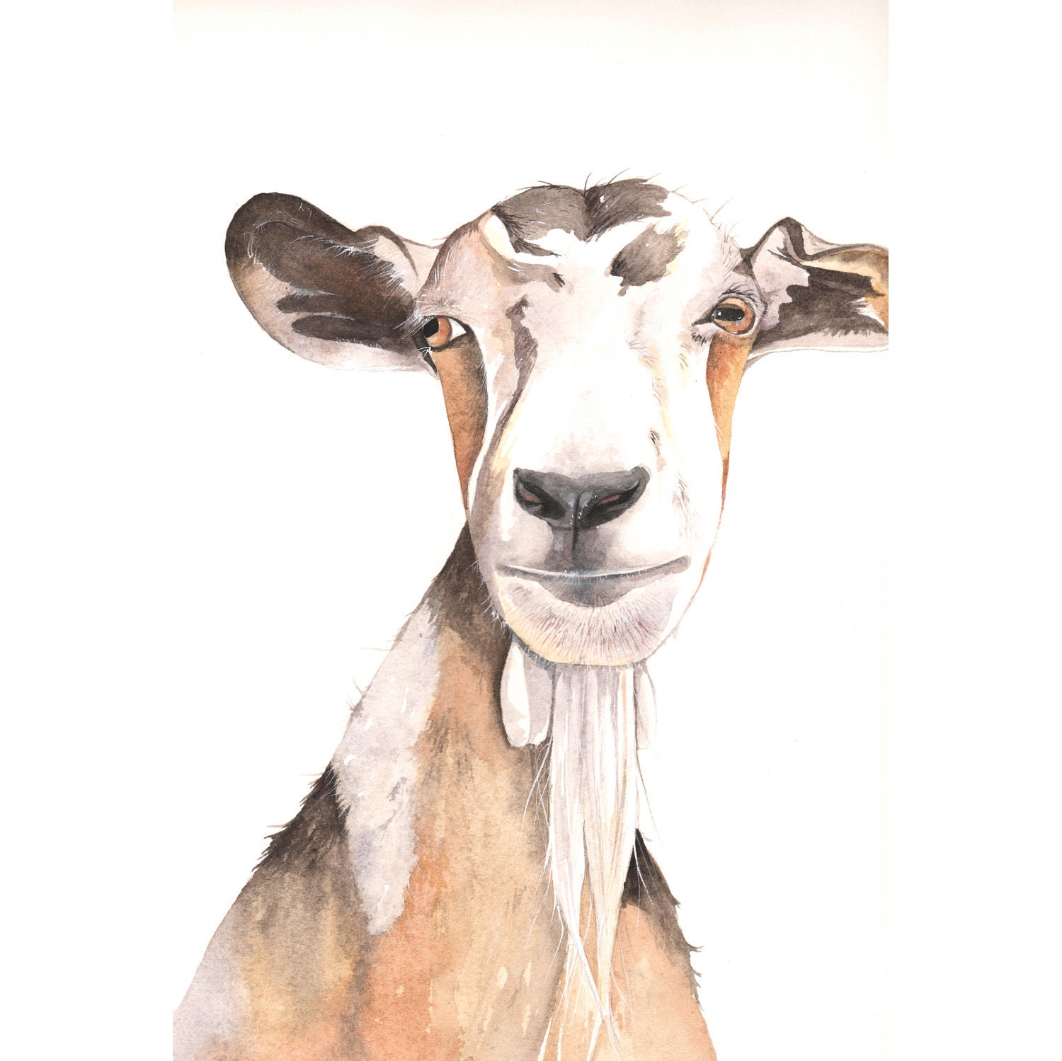 Goat painting - print of watercolor painting 5 by 7 print
