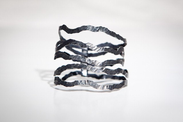 Modern Unique Oxidized Silver Bracelet