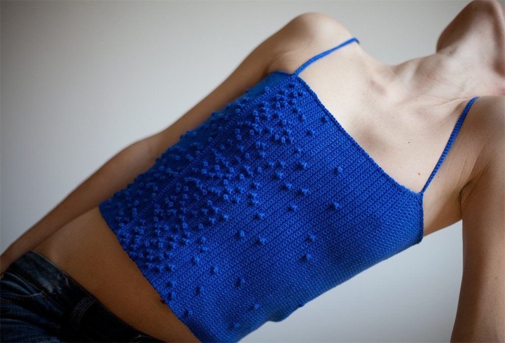 Blue crochet tank top