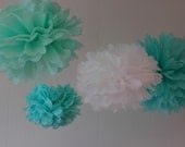 Tiffany Collection- 5 Pom Poms- craft show booth decorations/ stella and dot trunk show decoration/ hanging wedding decorations