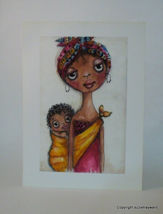 African Mother and child print