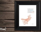 Wall Art - Covered with His Feathers (charcoal, seafoam, orange) Psalm 91:4 - 8 x 10 Print