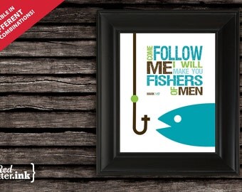 Fishers of Men Wall Art (3 color combinations)  Mark 1:17 - 8 x 10 Print
