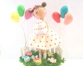 customised celebration balloon cake topper-clothespin doll