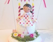 Custom birthday cake - cake topper- clothespin doll