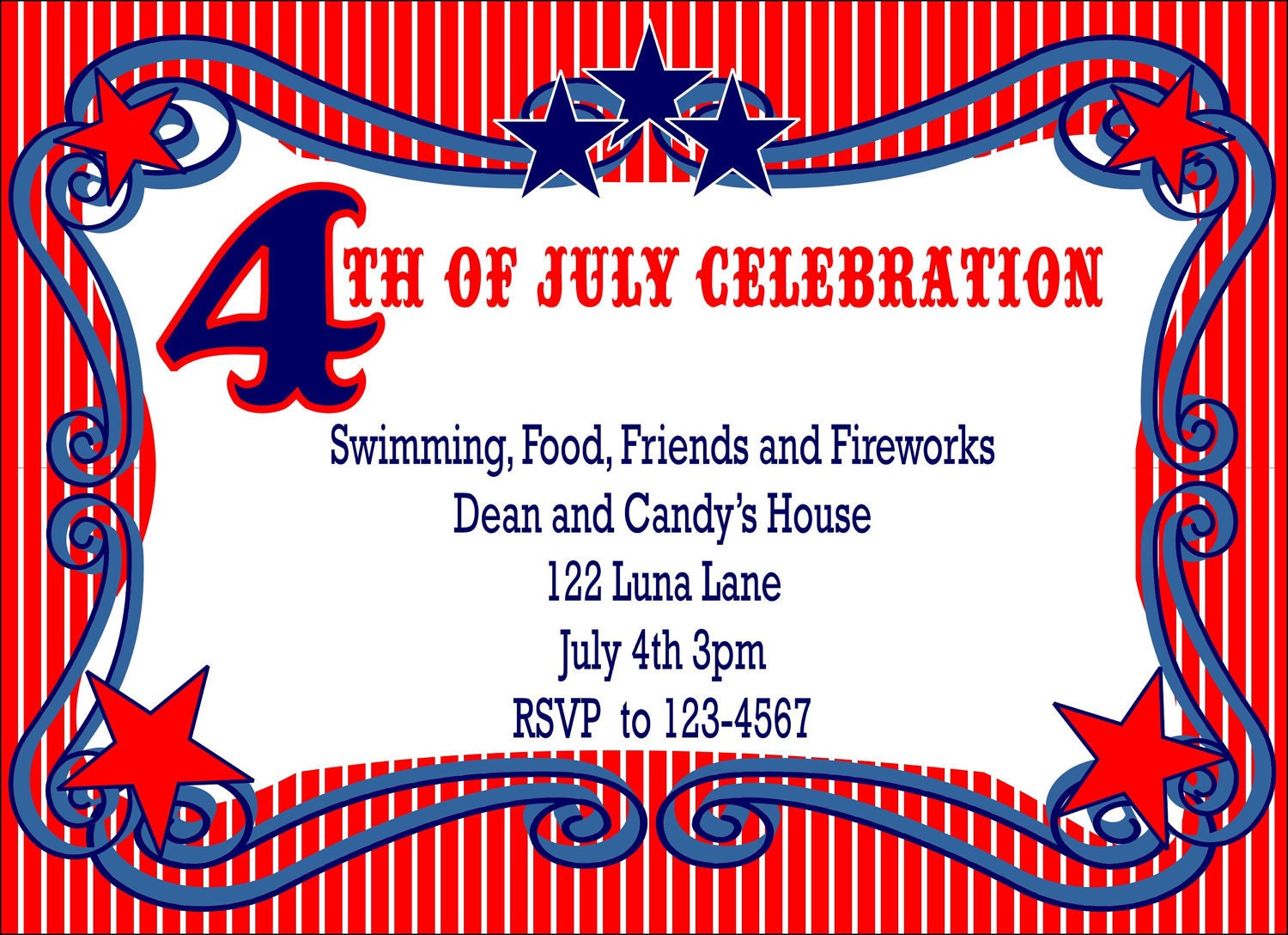 4th of July Printable Invitations Il_570xn