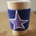 Coffee cup cozy/sleeve blue with stars by The Cozy Project