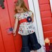 She Loves a Parade- Girls Peasant Style Top with Matching Cropped Ruffle Jeans............The Princess in Pigtails Designs