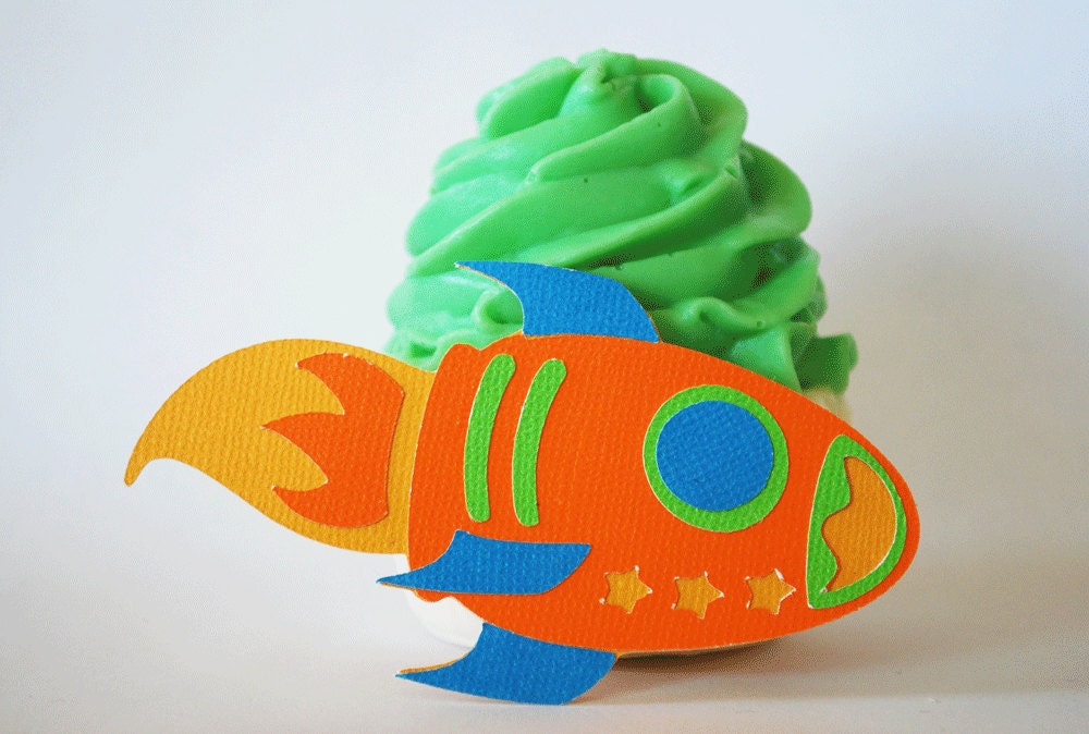 Rocketship Hang Tags In Your Choice of Color Qty 6 By Your Little Cupcake